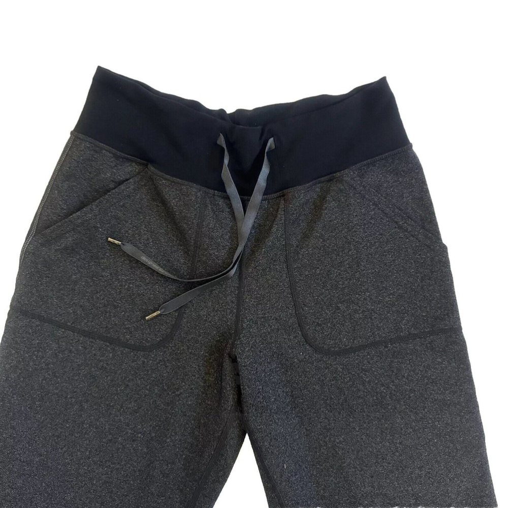 Lululemon Gray/Black Wide Leg Crop Pants Drawstring Waist Sz 2 - Picture 2 of 7